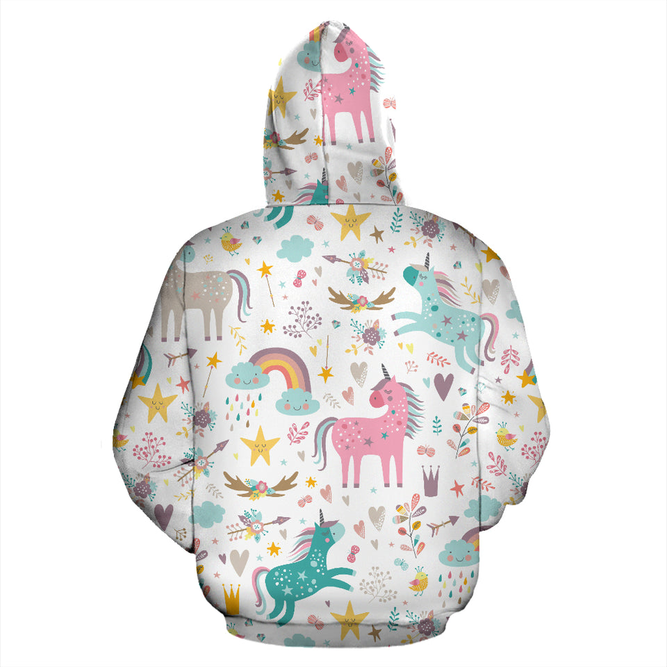 Colorful Unicorn Pattern Zip Up Hoodie