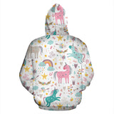 Colorful Unicorn Pattern Zip Up Hoodie