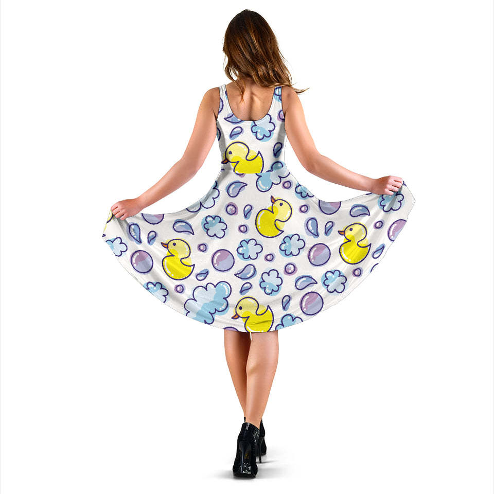 Duck Toy Pattern Print Design 01 Sleeveless Midi Dress
