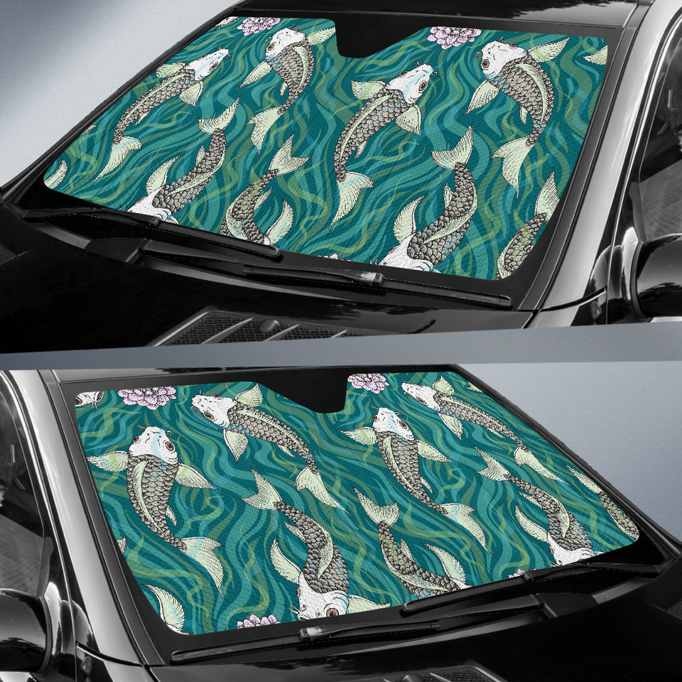 Koi Fish Carp Fish Lotus Pattern Car Sun Shade