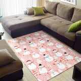 Cute Snowman Christmas Tree Snowpink Background Area Rug