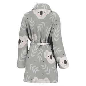Cute Koala Leaves Pattern Women'S Bathrobe