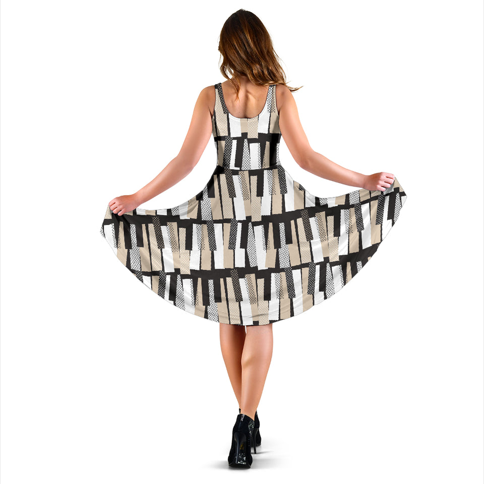 Piano Pattern Print Design 04 Sleeveless Midi Dress