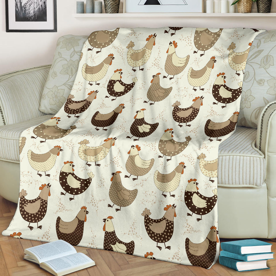 Cute Rooster Chicken Cock Premium Blanket