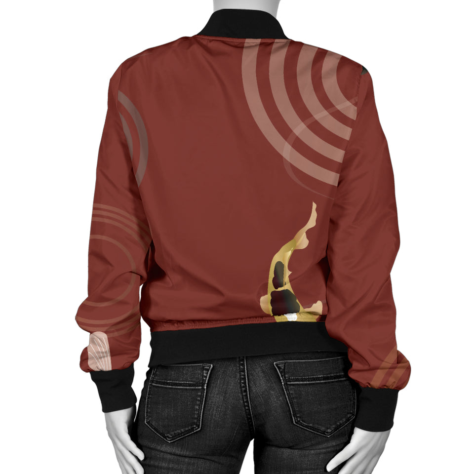 Koi Fish Carp Fish Red Background Women'S Bomber Jacket