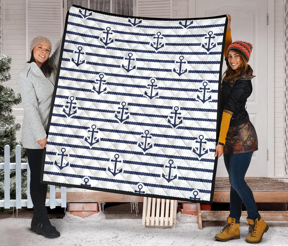 Anchor Rope Nautical  Pattern Premium Quilt