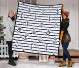 Anchor Rope Nautical  Pattern Premium Quilt