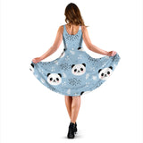 Cute Panda Pattern Sleeveless Midi Dress