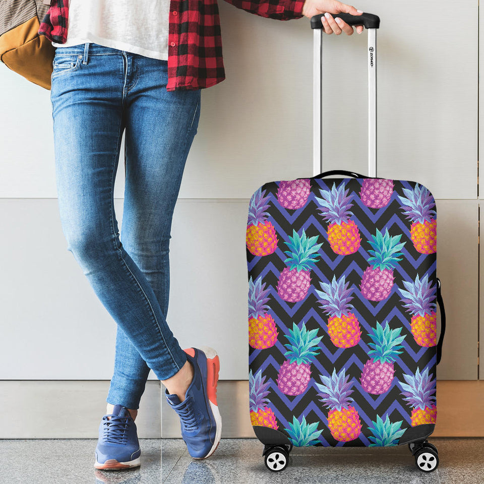 Pineapples Pattern Zigzag Background Cabin Suitcases Luggages
