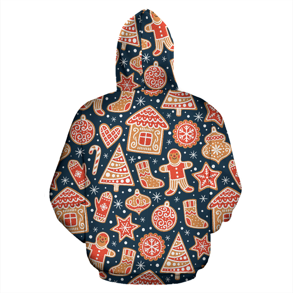Christmas Gingerbread Cookie Pattern Zip Up Hoodie