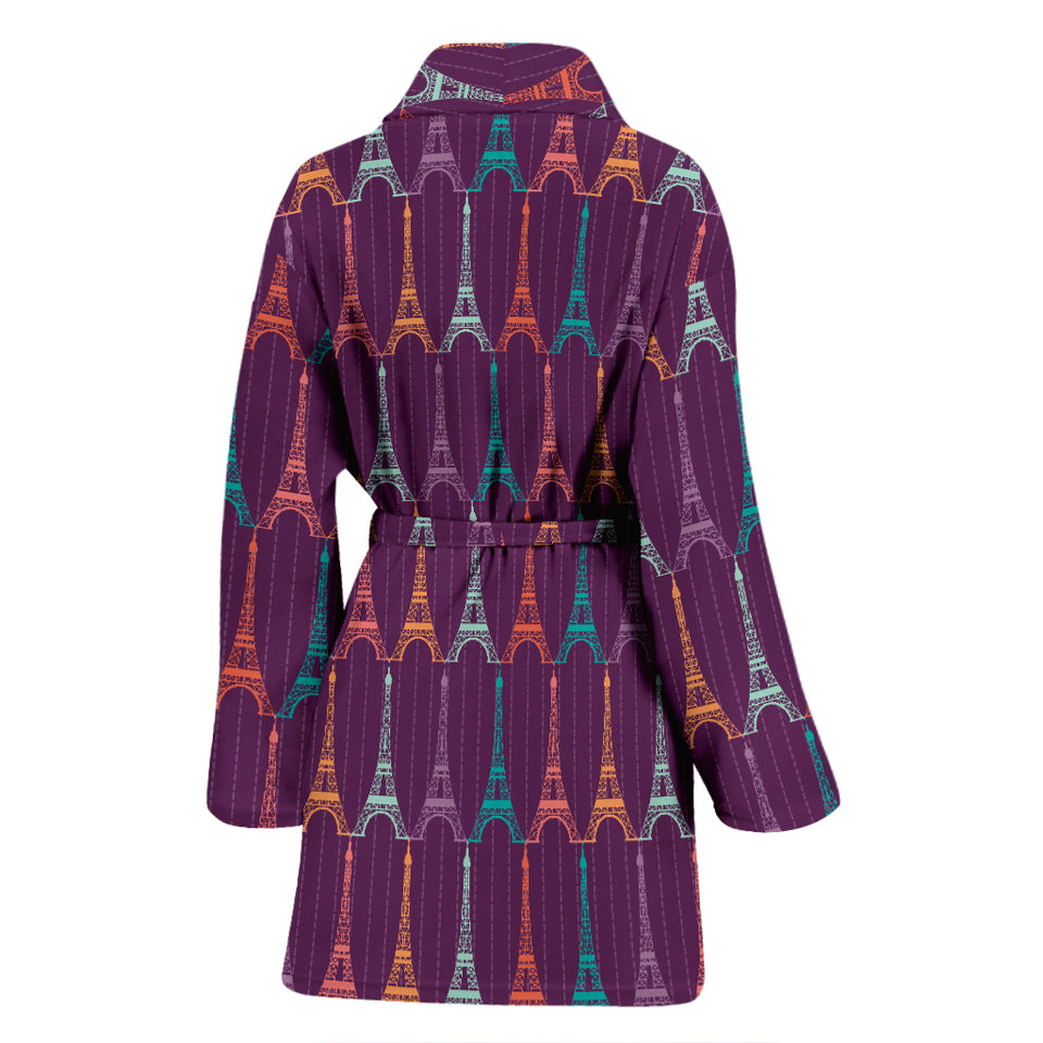 Eiffel Tower Pattern Print Design 05 Women's Bathrobe