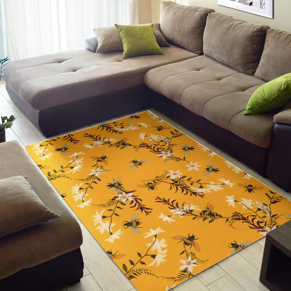 Bee Flower Pattern Area Rug