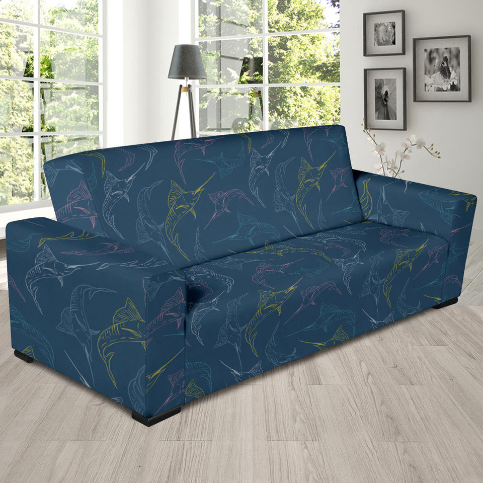 Swordfish Pattern Print Design 02  Sofa Slipcover