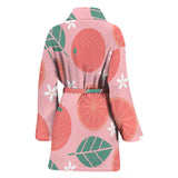 Grapefruit Leaves Flower Pink Background Women'S Bathrobe