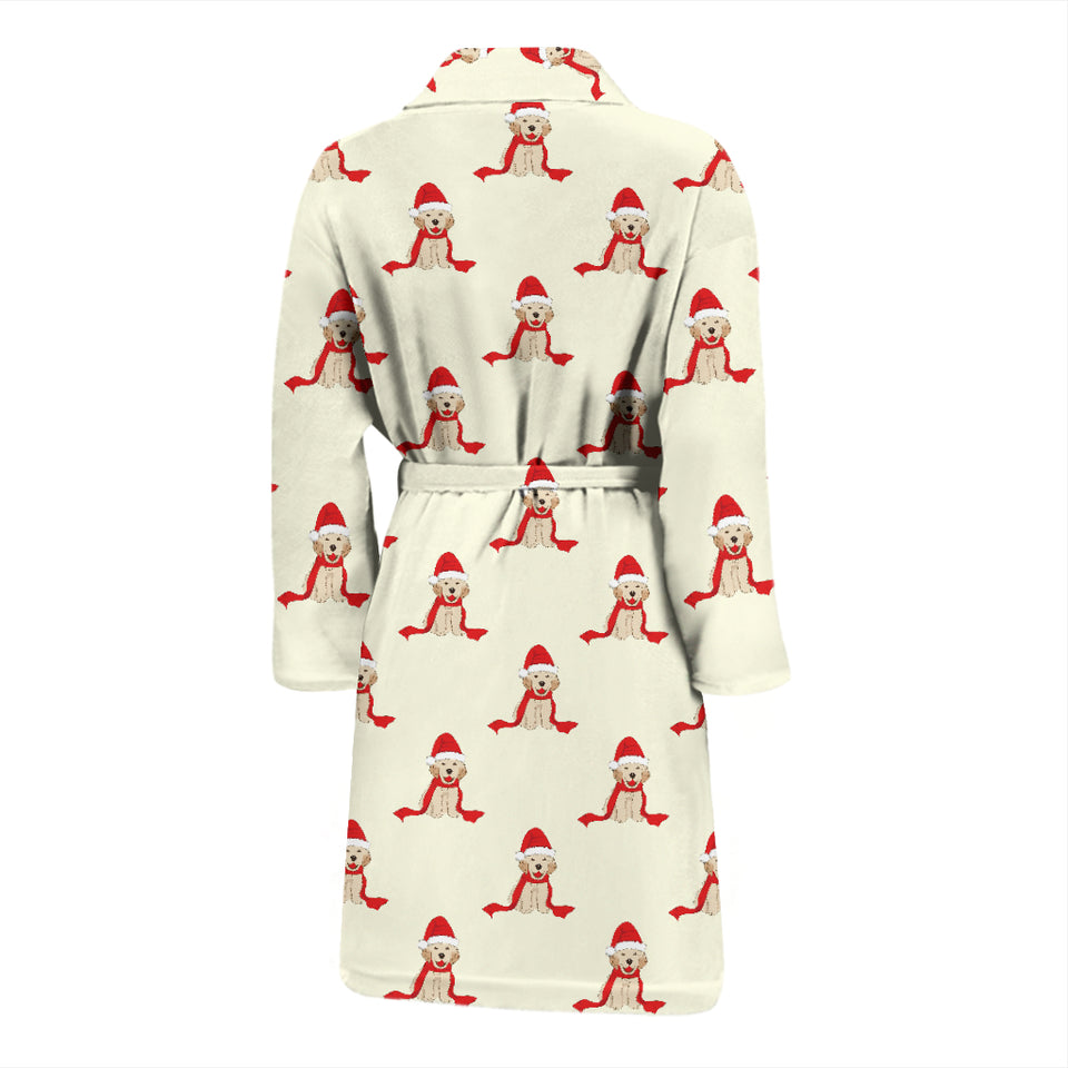 Golden Retriever Pattern Print Design 01 Men's Bathrobe