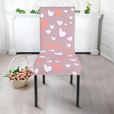 Coral White Heart Pattern Dining Chair Slipcover