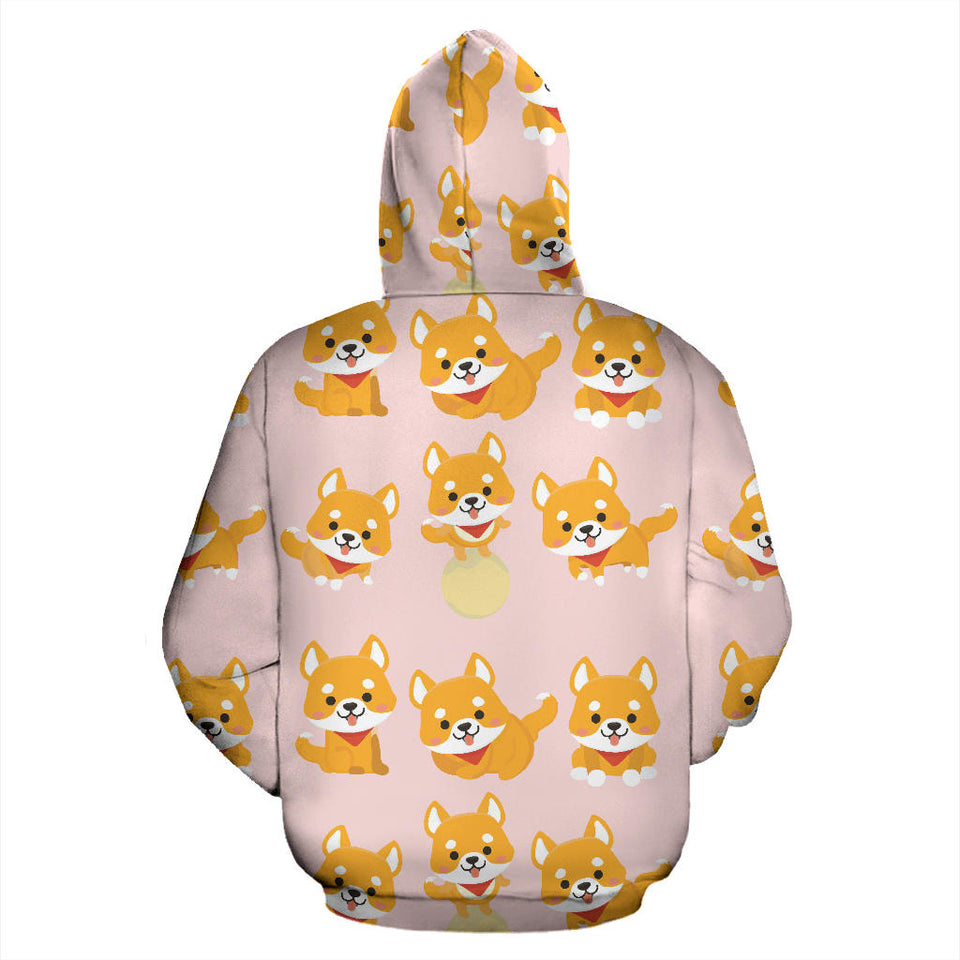 Cute Shiba Inu Dog Pattern  Men Women Pullover Hoodie