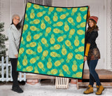 Pineapples Pattern Green Background Premium Quilt