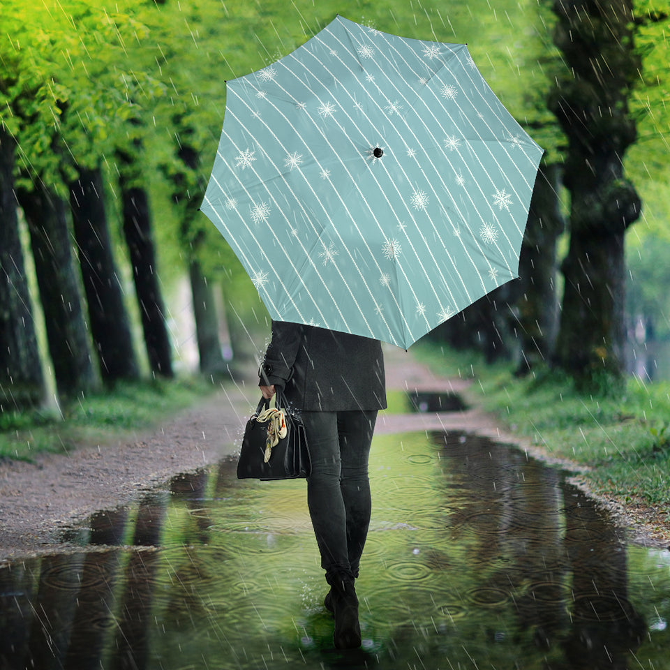 Snowflake Pattern Blue Stripe Background Umbrella