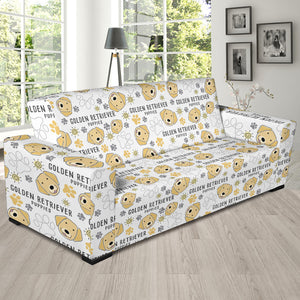 Golden Retriever Pattern Print Design 04 Sofa Slipcover