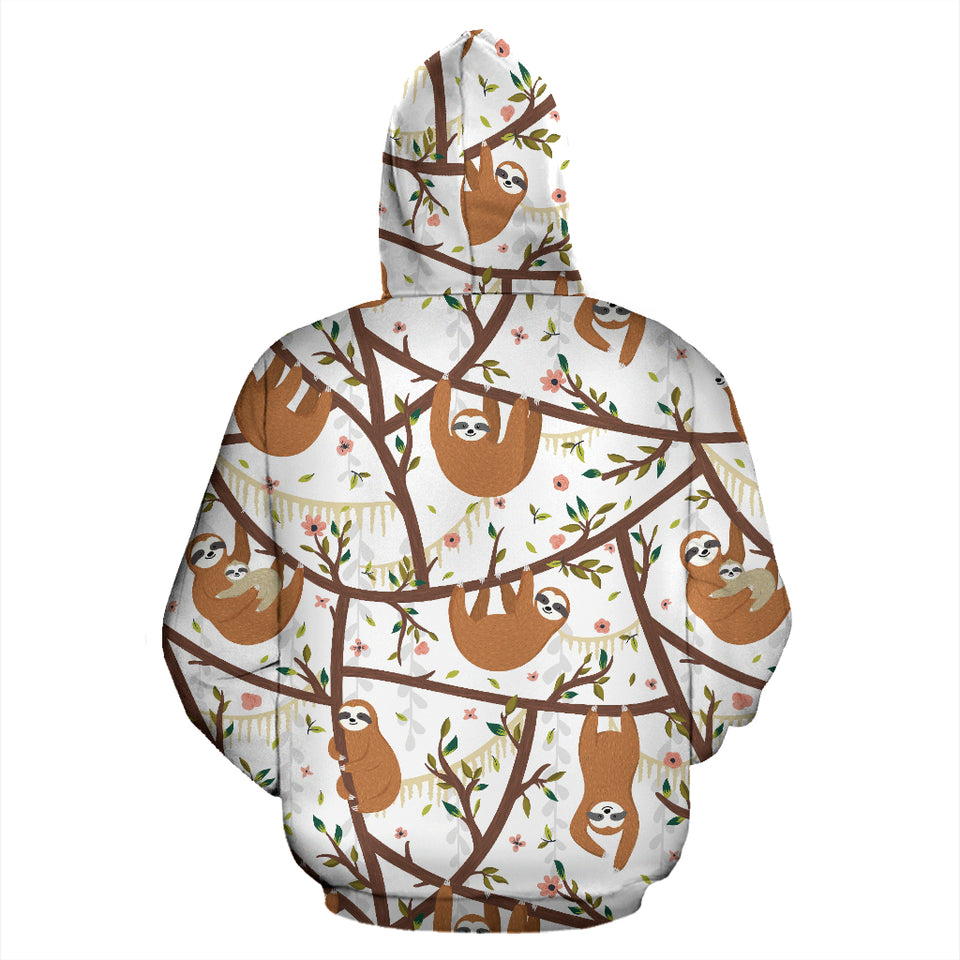 Sloths Hanging On The Tree Pattern Zip Up Hoodie