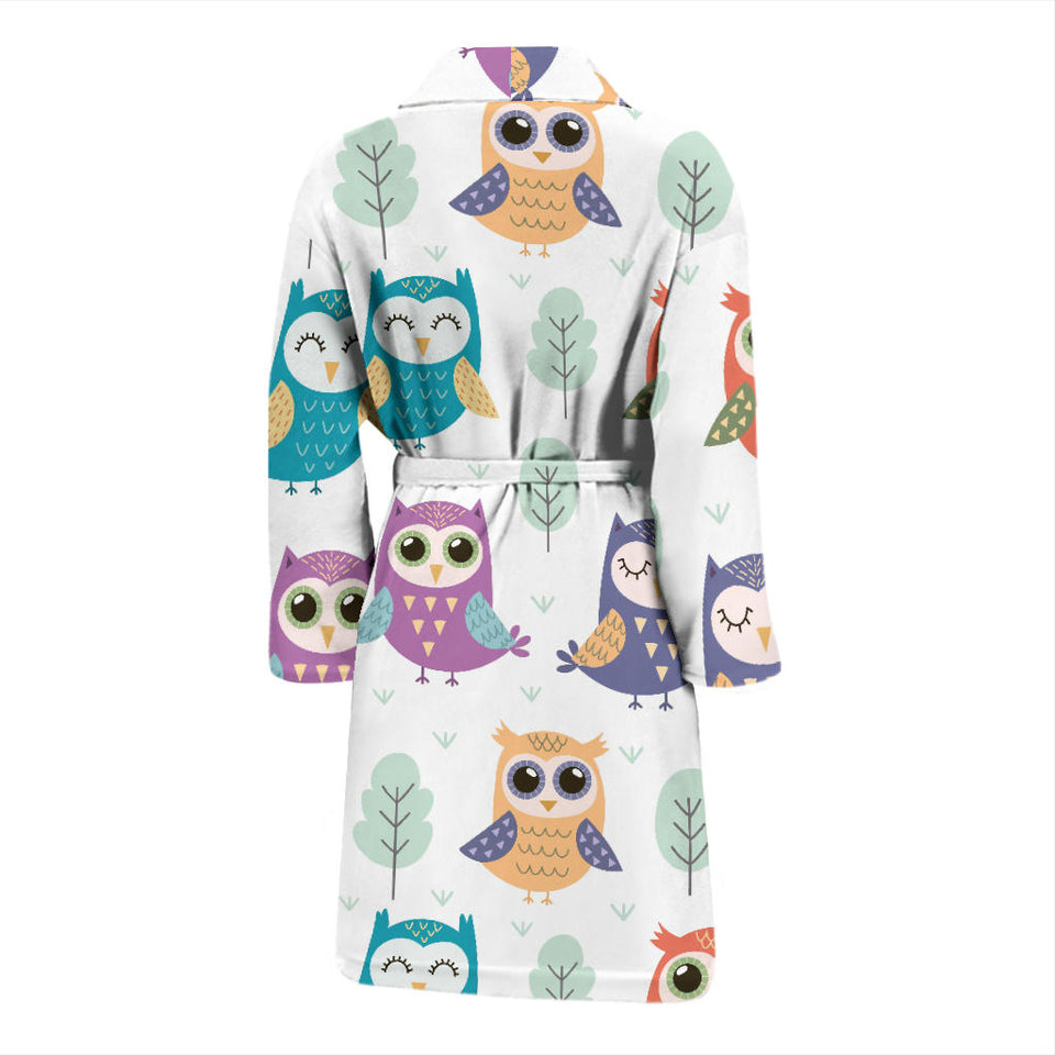 Cute Owl Pattern Men'S Bathrobe
