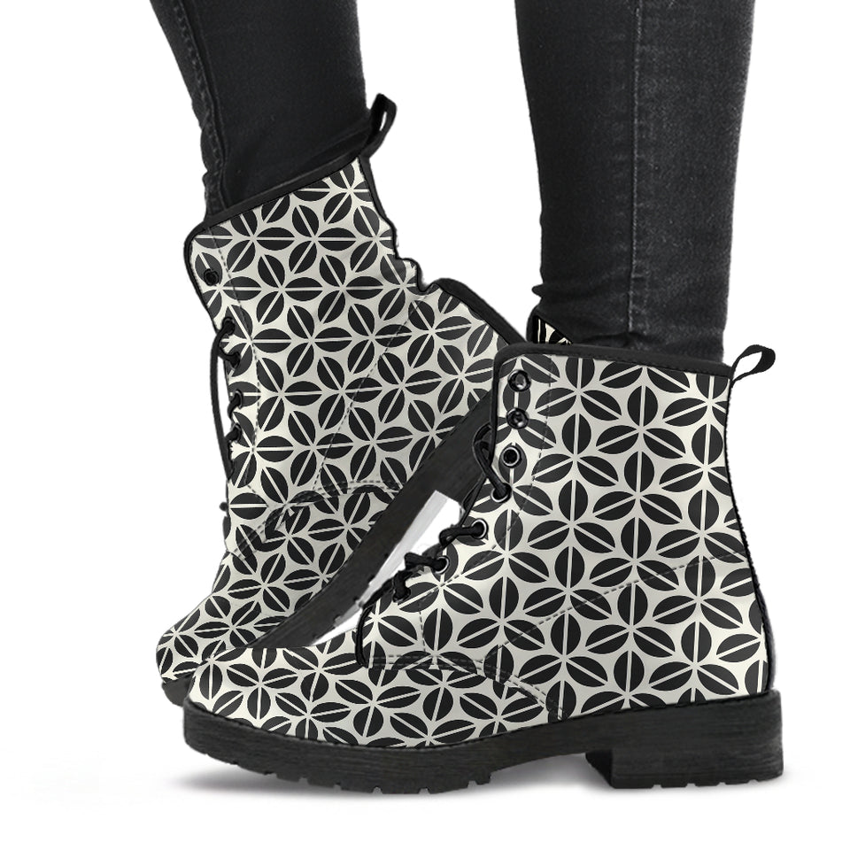 Coffee Bean Abstract Modern Pattern Leather Boots