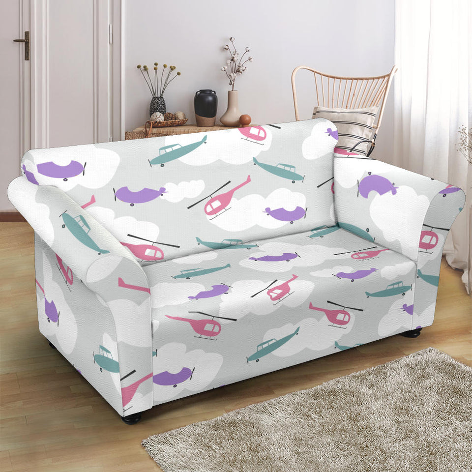 Helicopter Plane Pattern Loveseat Couch Slipcover