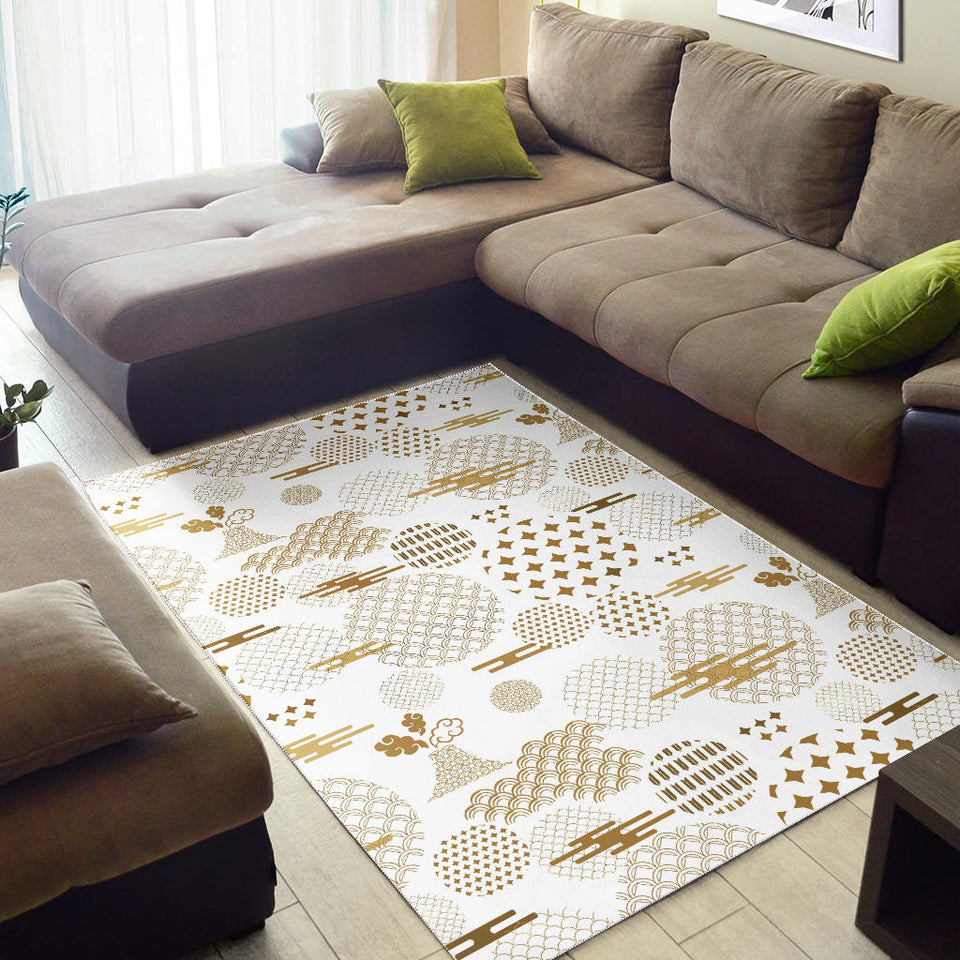 Beautiful Gold Japanese Pattern Area Rug