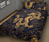 Gold dragon pattern Quilt Bed Set