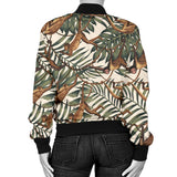 Monkey Tropical Leaves Background Women'S Bomber Jacket