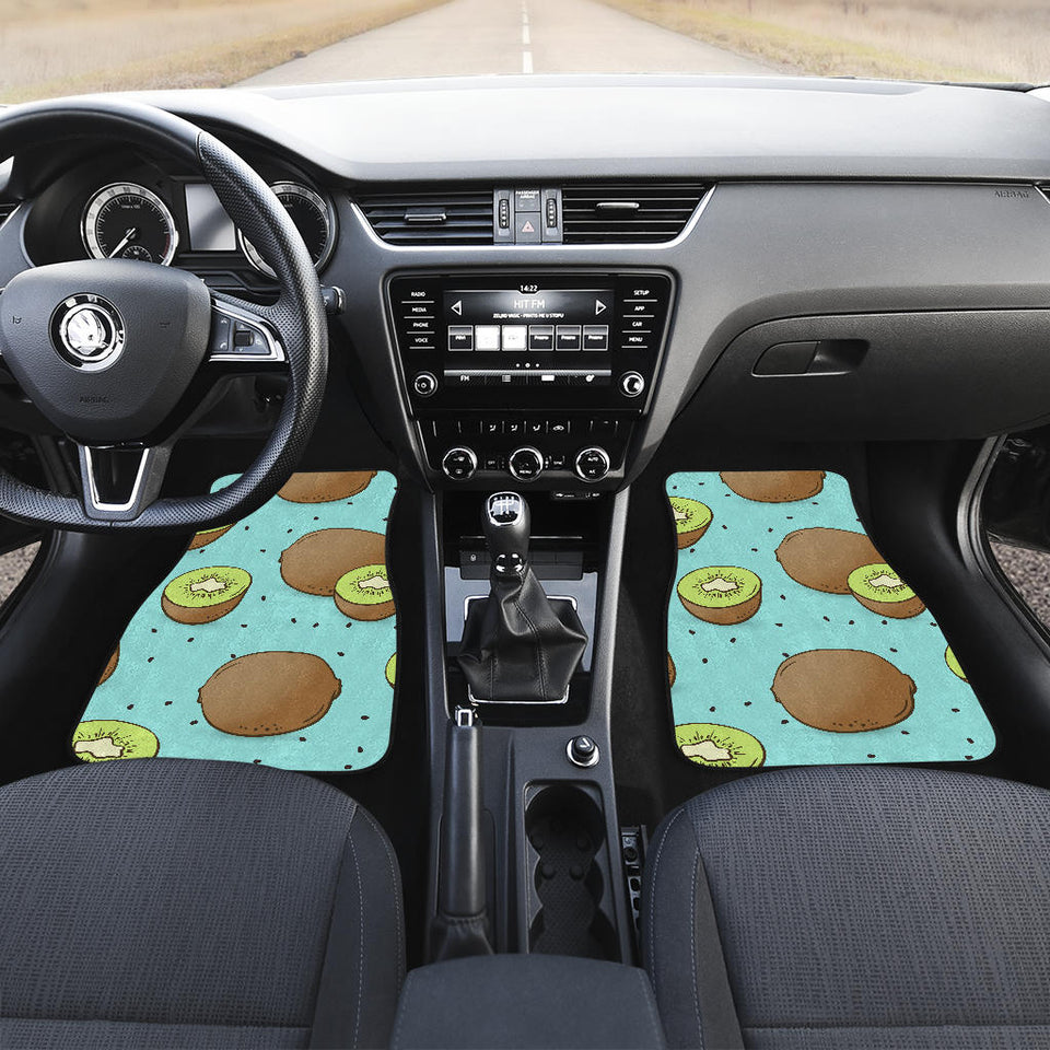 Kiwi Blue Background Front And Back Car Mats