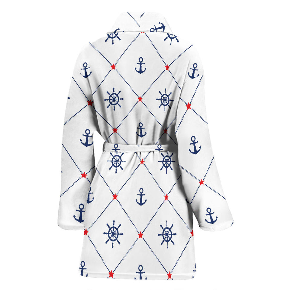 Anchor Rudder Nautical Design Pattern Women'S Bathrobe