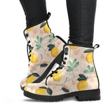 Lemon Flower Leave Pattern Leather Boots