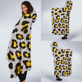 Gray Leopard Print Pattern Hooded Blanket