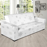 Snowflake Pattern White Background Sofa Slipcover
