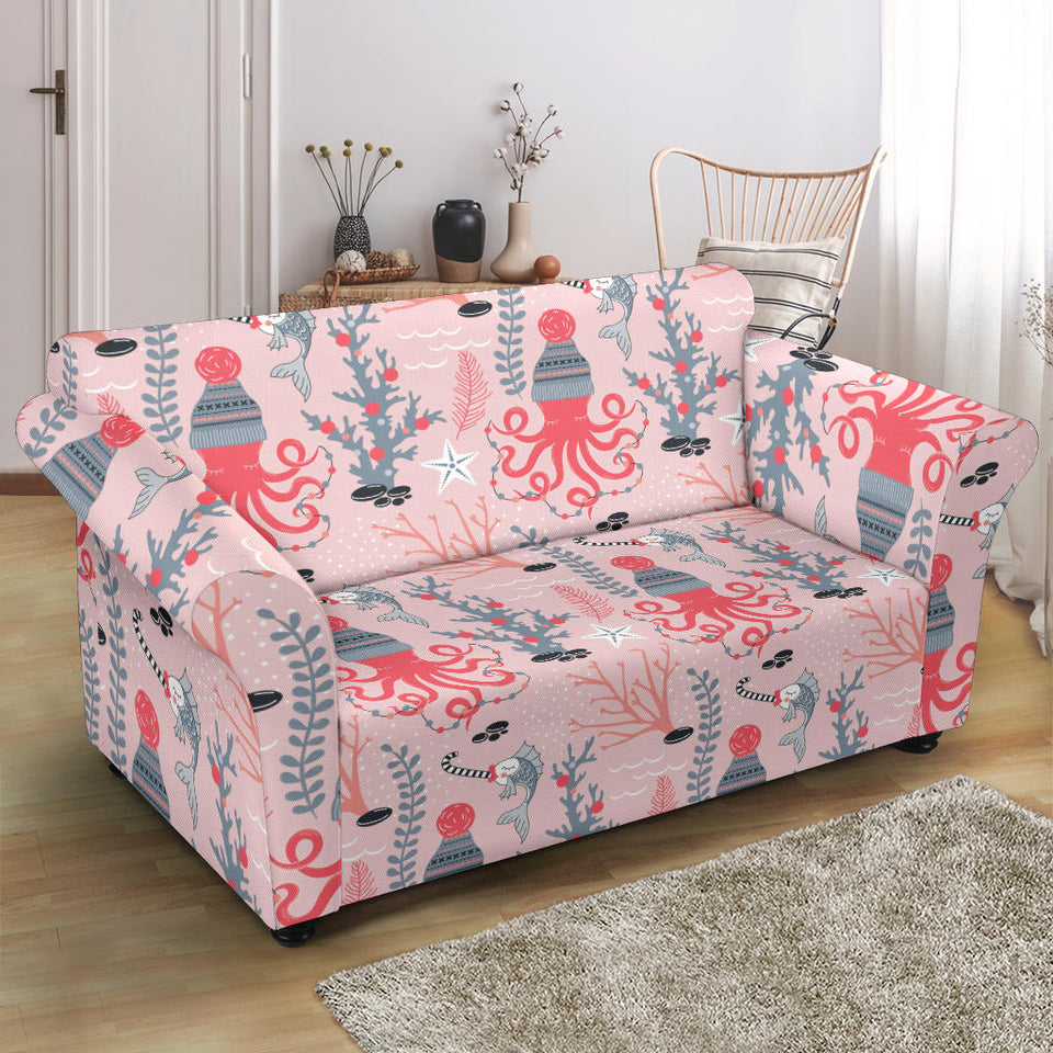 Octopus Winter Hat Garland Fish Candy Seaweed Coral Starfish Loveseat Couch Slipcover