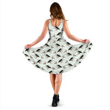 Pelican Pattern Print Design 02 Sleeveless Midi Dress