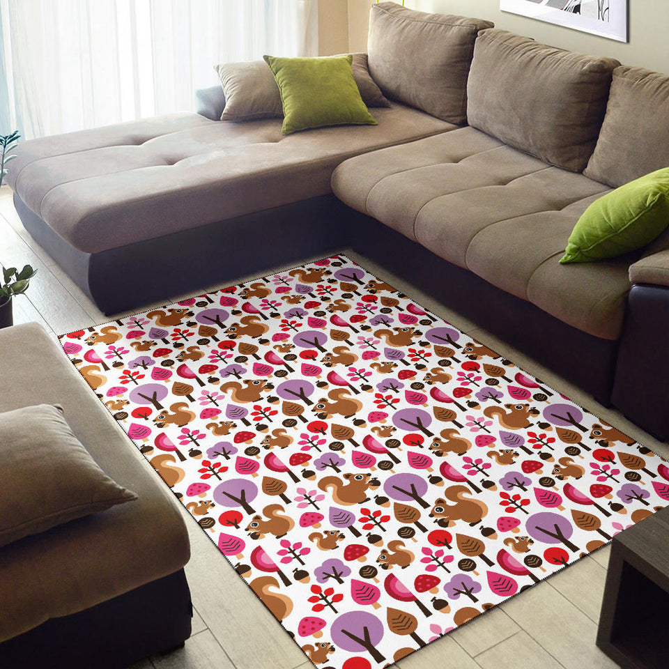 Squirrel Pattern Print Design 02 Area Rug