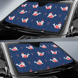 Cute Sea Lion Seal Christmas Hat Candy Cane Heart Pattern Car Sun Shade