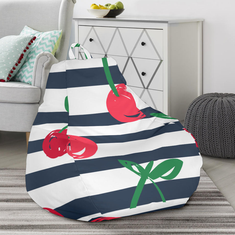 Hand Drawn Cherry Pattern Striped Background Bean Bag Cover