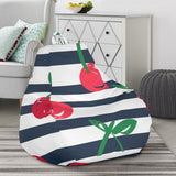 Hand Drawn Cherry Pattern Striped Background Bean Bag Cover
