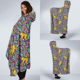 Cute Yellow Monkey Leaves Pattern Hooded Blanket