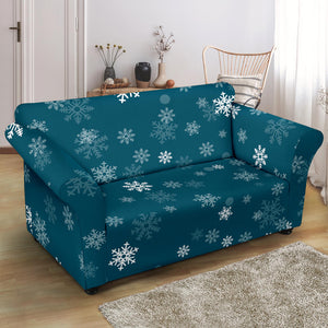 Snowflake Pattern Dark Background Loveseat Couch Slipcover