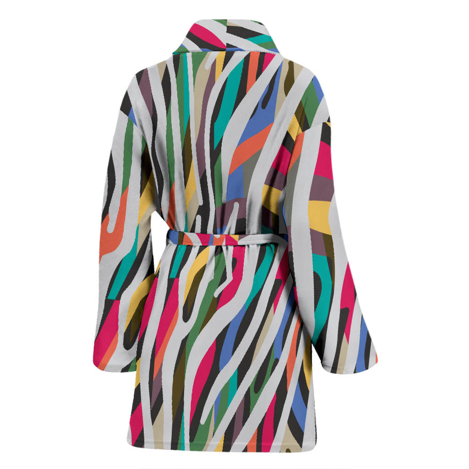 Colorful Zebra Skin Pattern Women'S Bathrobe