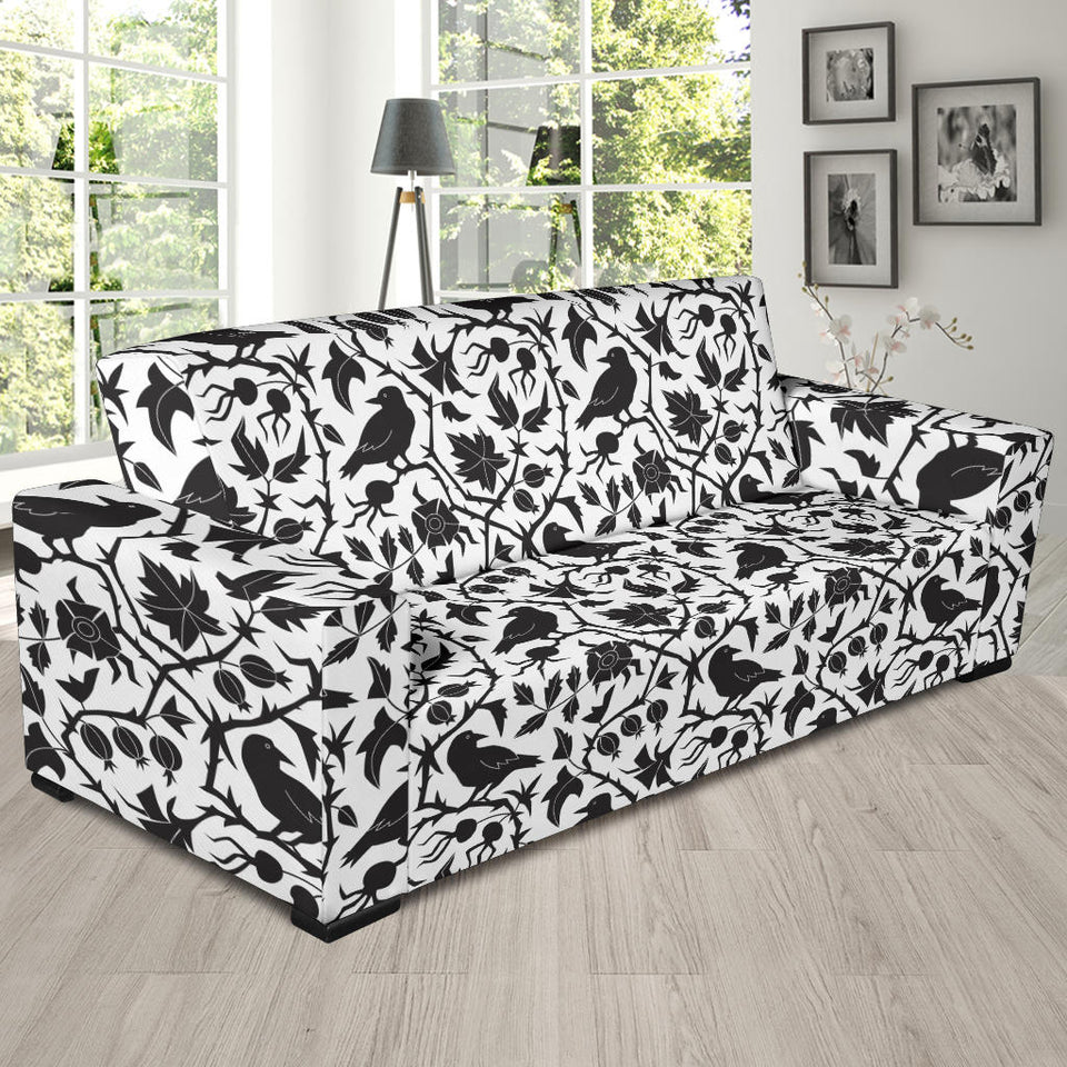 Crow Dark Floral Pattern Sofa Slipcover