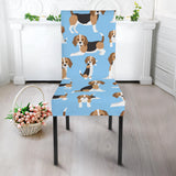 Beagle Dog Blue Background Pattern Dining Chair Slipcover