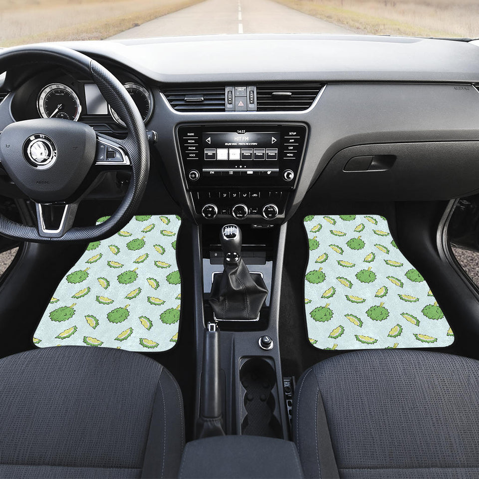 Durian Pattern Blue Background Front Car Mats