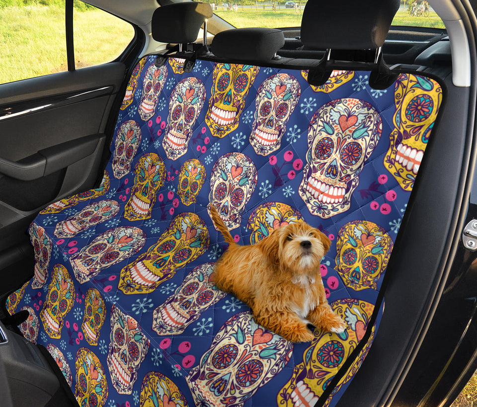 Sugar Skull Flower Pattern Dog Car Seat Covers