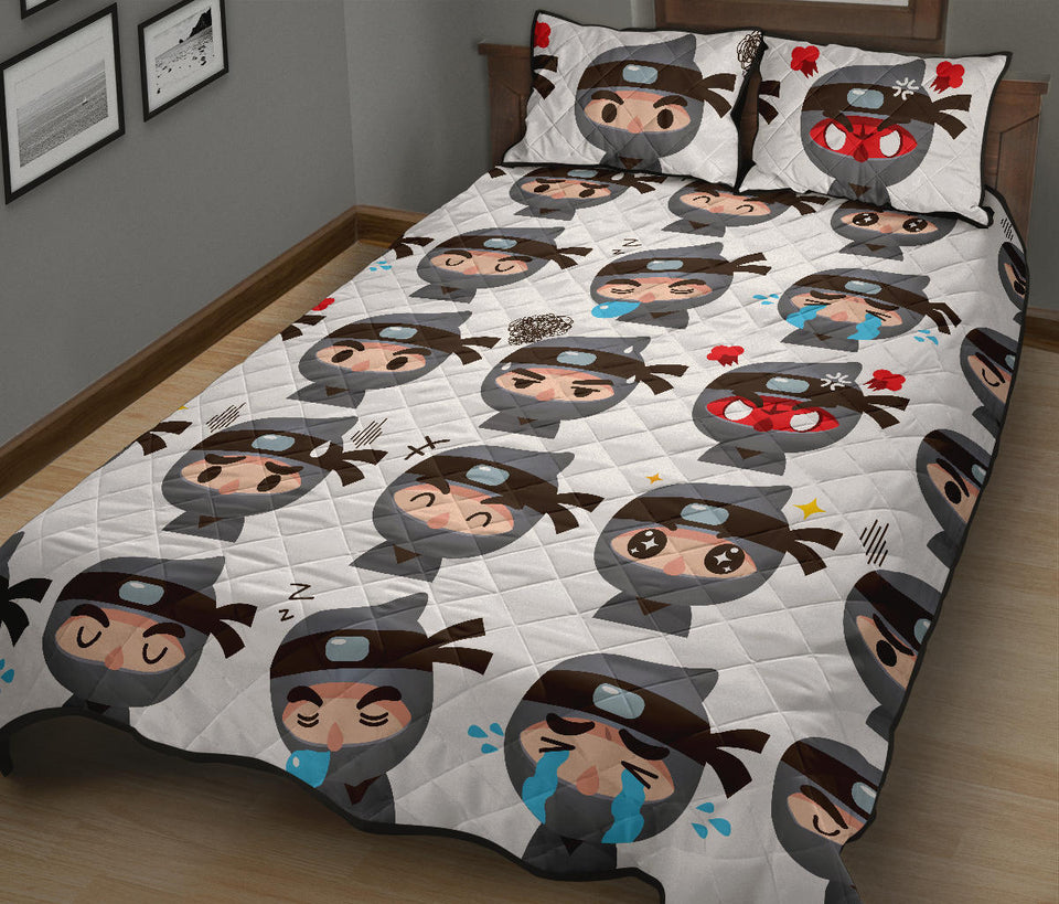 Cute ninja design pattern Quilt Bed Set
